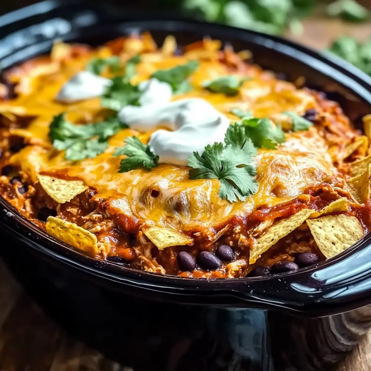 Crockpot Chicken Enchilada Casserole