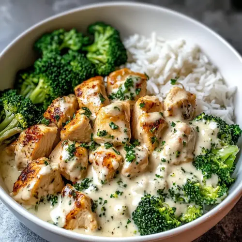 Creamy Garlic Chicken Rice Bowls