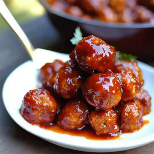 Whiskey Peach BBQ Meatballs