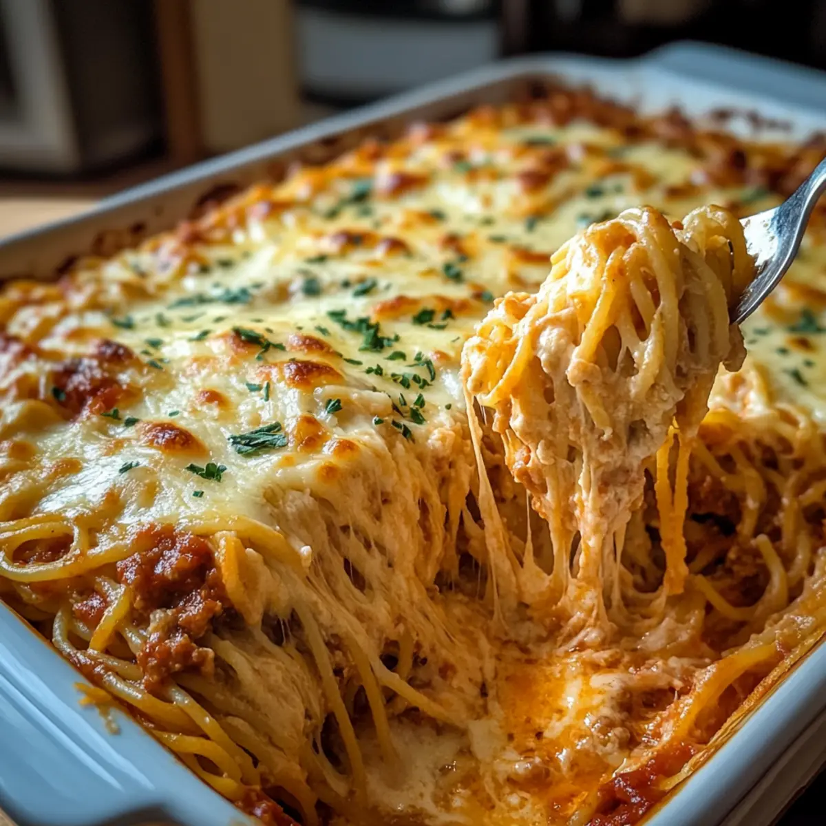 Baked Cream Cheese Spaghetti Casserole