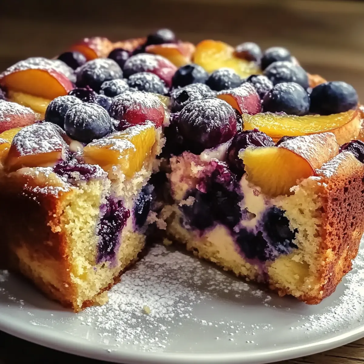 Juicy Peach Blueberry Cake
