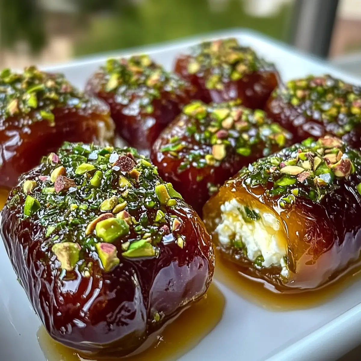 Honey Pistachio Ricotta Stuffed Dates