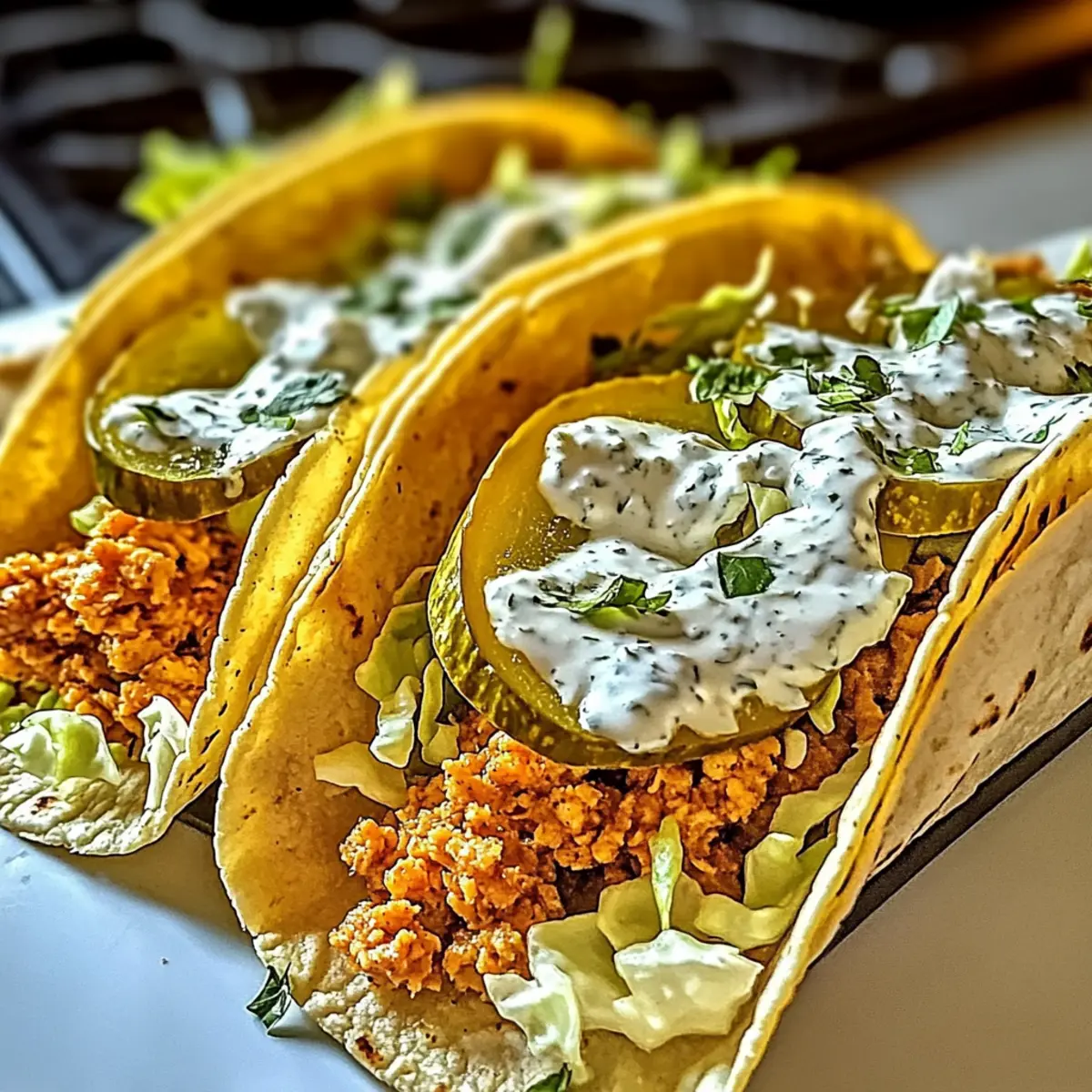 Dill Pickle Ranch Smash Chicken Tacos