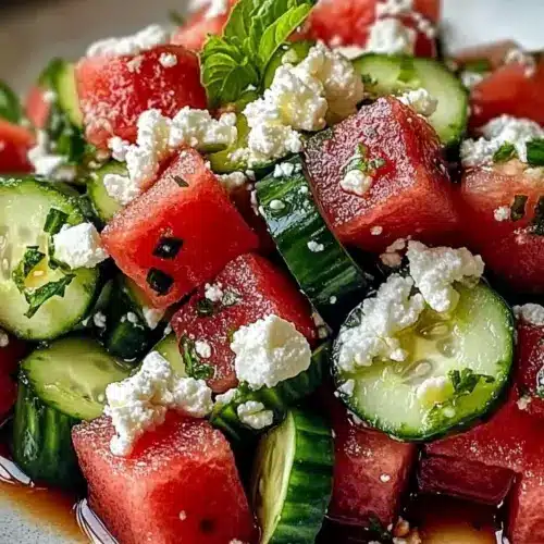 Watermelon Feta Cucumber Salad