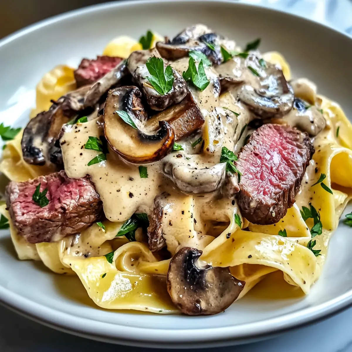 Creamy Mushroom Steak Pappardelle