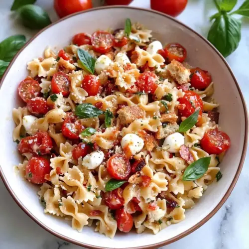 Cherry Tomato Bruschetta Pasta Salad