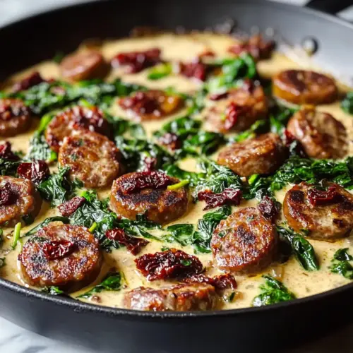 Creamy Keto Tuscan Sausage Skillet