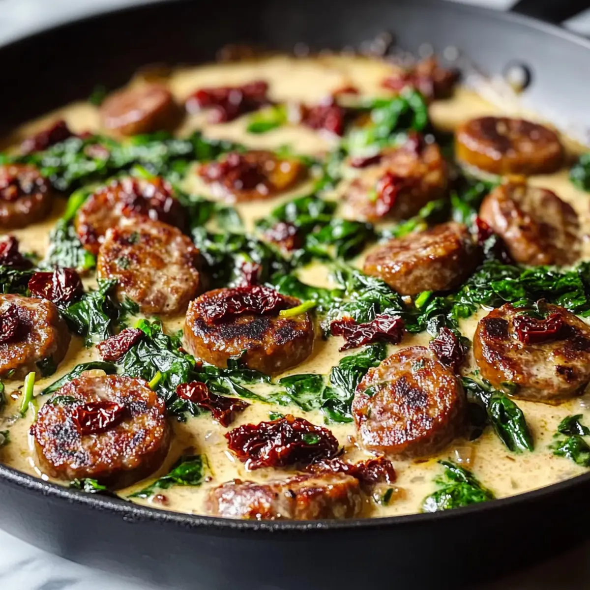 Creamy Keto Tuscan Sausage Skillet