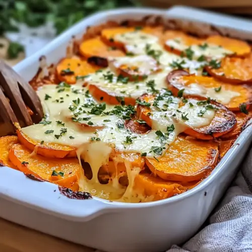 Homemade Garlic Butter Sweet Potato Bake