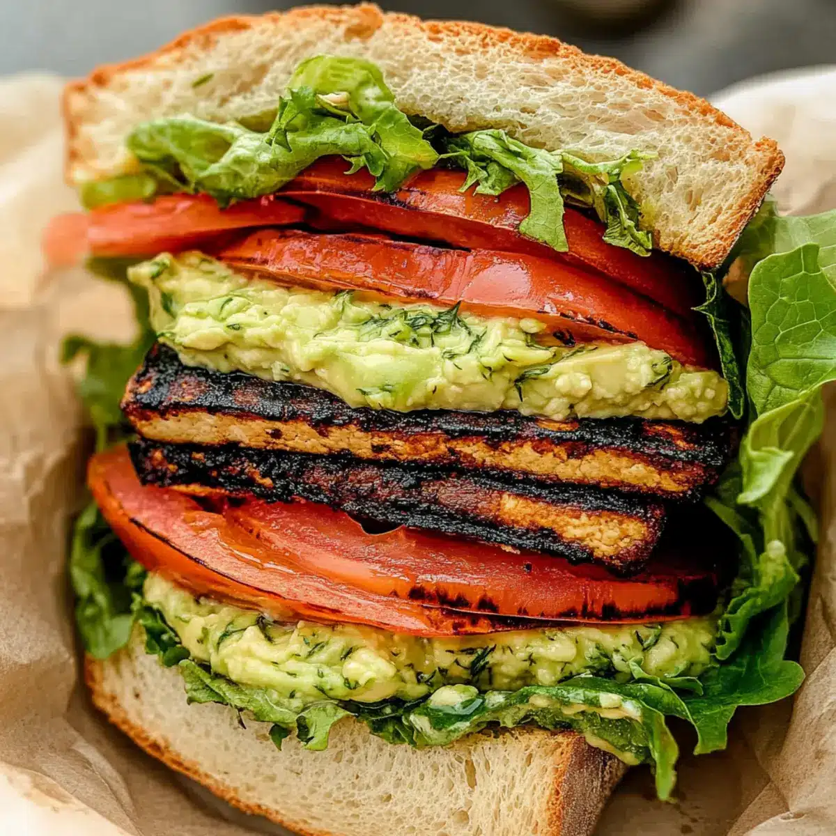 Summer Smoky Tofu Lettuce Tomato