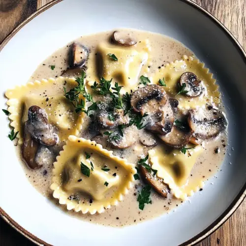 Ravioli with Mushroom Cream Sauce