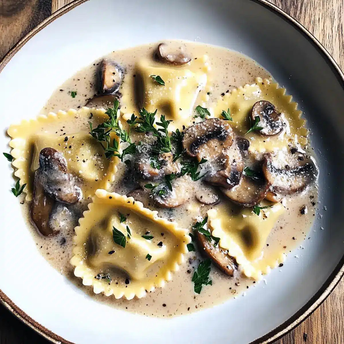 Ravioli with Mushroom Cream Sauce
