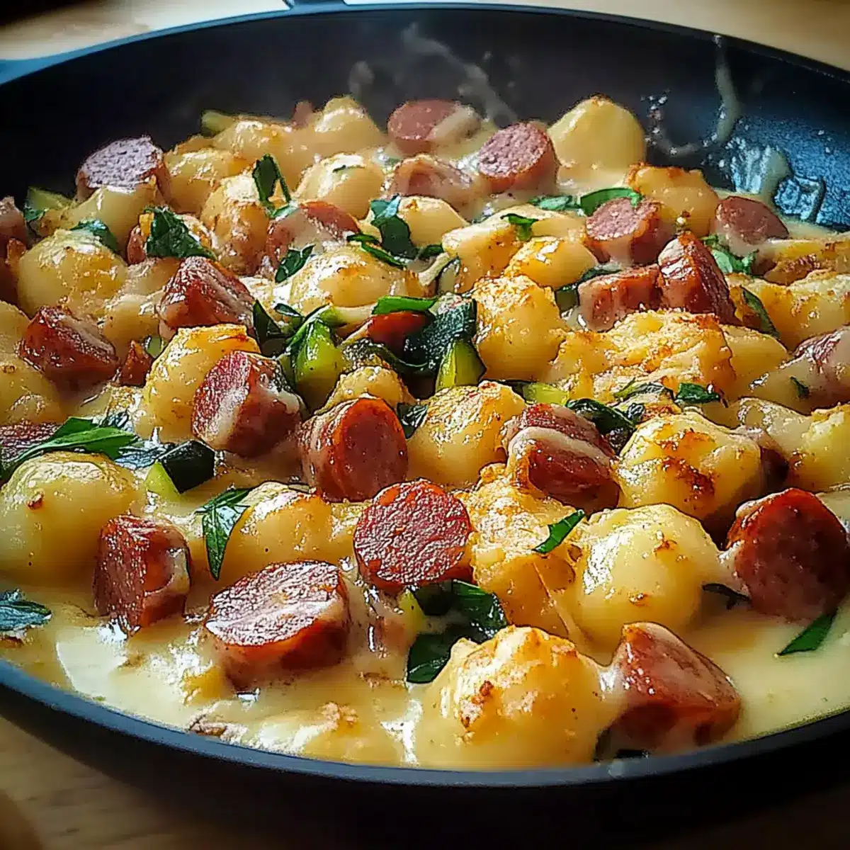 Creamy Kielbasa Gnocchi Skillet